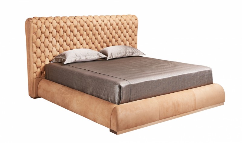 Дизайнерская кровать FORTUO BED (Комбинированная кожа+ткань) .