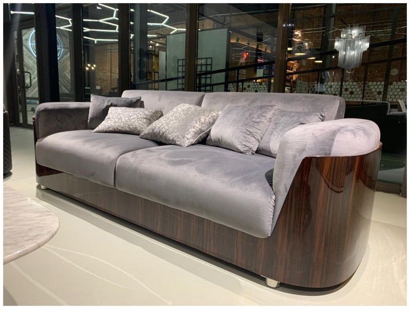 Дизайнерский трехместный диван QUEENSOFA (Итальянская ткань+шпон)