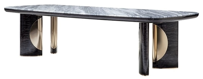 Дизайнерский обеденный стол LICATTO (Мрамор+Винир A (Сапели Помели))
