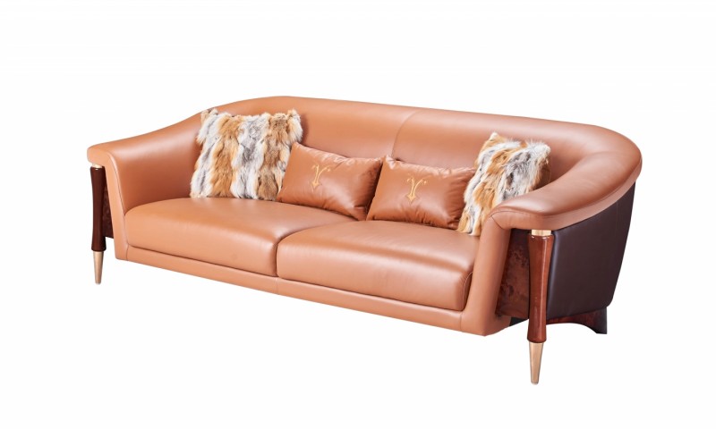 Дизайнерский трехместный диван FORTA SOFA (Комбинированная  кожа A+экокожа)