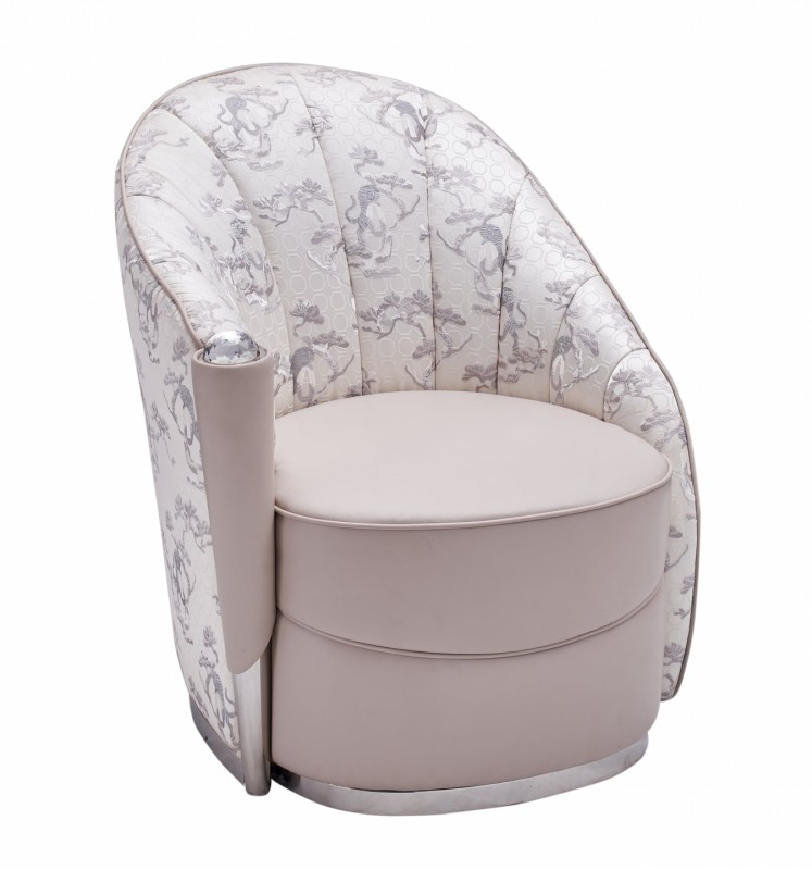 Дизайнерское кресло для отдыха CHERRY ORCHARD CHAIR (Комбинированная итальянская кожа A+Ткань)